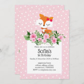 キツネ, 森, かわいい, 女の子らしい, 楽しい, おしゃれ, モダン, 招待状 (正面/裏面)