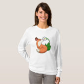 キツネ(白い花) Tシャツ (正面フル)