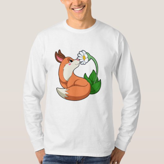 キツネ(白い花) Tシャツ (正面)