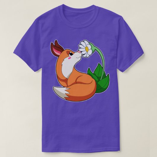 キツネ(白い花) Tシャツ (デザイン正面)