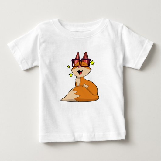 キツネ（眼鏡付） ベビーTシャツ (正面)