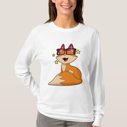 キツネ(眼鏡付) Tシャツ (正面)
