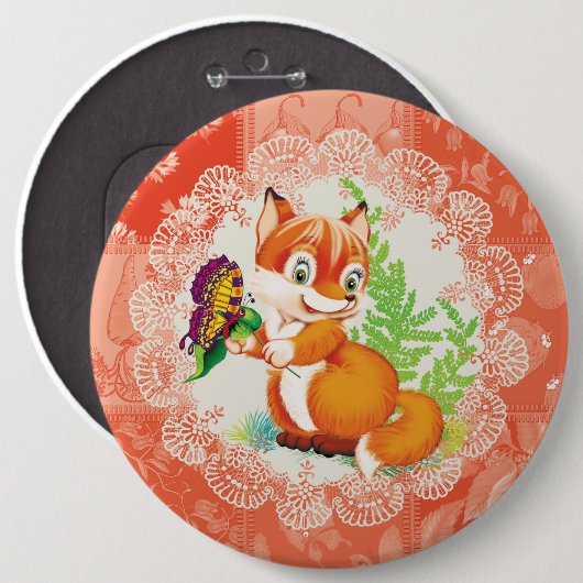 キツネ 缶バッジ (正面&裏面)