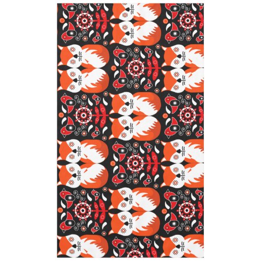 キツネ&自然ノルディックフォークアート テーブルクロス (正面)