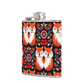 キツネ&自然ノルディックフォークアート フラスク (左)