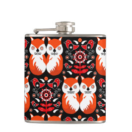 キツネ&自然ノルディックフォークアート フラスク