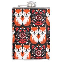 キツネ&自然ノルディックフォークアート フラスク