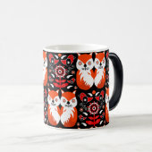 キツネ&自然ノルディックフォークアート モーフィングマグカップ (正面右)