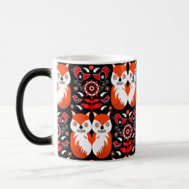 キツネ&自然ノルディックフォークアート モーフィングマグカップ