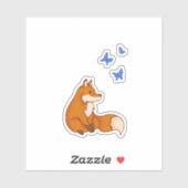 キツネ・蝶 シール (シート)