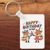 キツネ 誕生日おめでとう キーホルダー (正面)