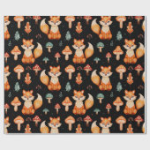 キツネ、野生の森のキノコ、紅葉 ラッピングペーパー (フラット)