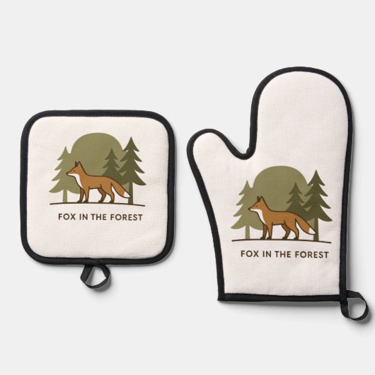 キツネ 鍋つかみ&鍋敷きセット (正面)