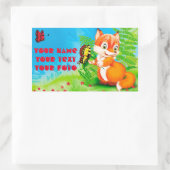 キツネ 長方形シール (バッグ)