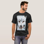 キツネ 雪 キツネ 絵画 Tシャツ (正面フル)