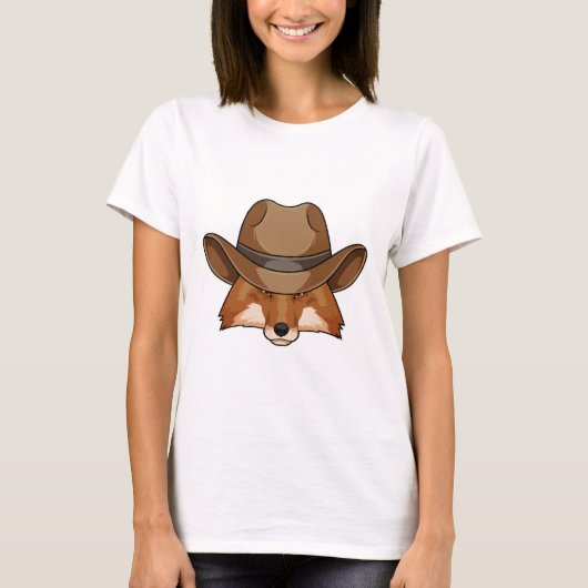 キツネas Cowboy with Hat Tシャツ (正面)