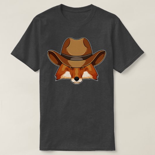 キツネas Cowboy with Hat Tシャツ (デザイン正面)