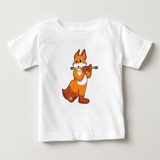 キツネat Music with Flute.PNG ベビーTシャツ (正面)