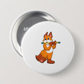 キツネat Music with Flute.PNG 缶バッジ (正面&裏面)