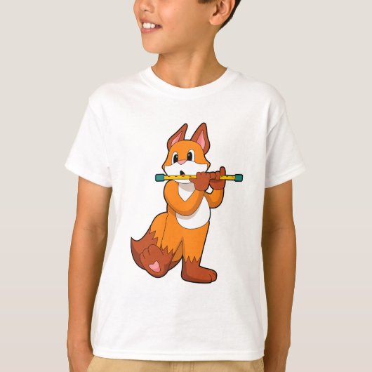 キツネat Music with Flute.PNG Tシャツ (正面)