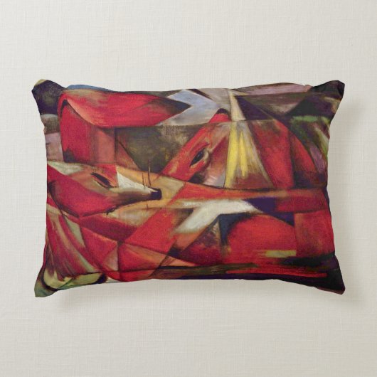 キツネby Franz Marc, ヴィンテージ・抽象芸術・キュービズム・アート アクセントクッション (正面)