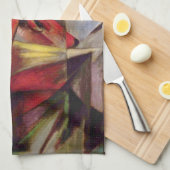 キツネby Franz Marc, ヴィンテージ・抽象芸術・キュービズム・アート キッチンタオル (四つ折り)