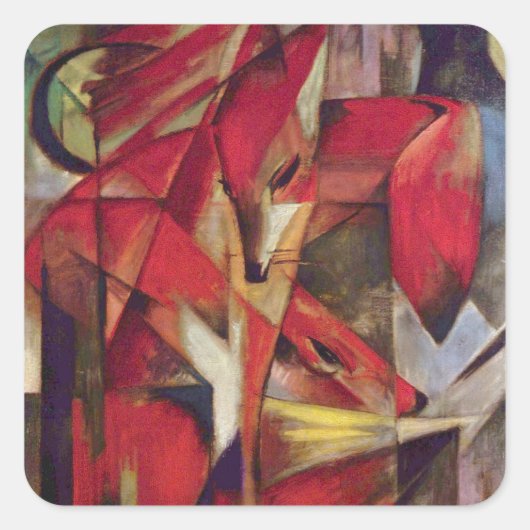 キツネby Franz Marc, ヴィンテージ・抽象芸術・キュービズム・アート スクエアシール (正面)