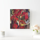 キツネby Franz Marc, ヴィンテージ・抽象芸術・キュービズム・アート スクエア壁時計 (ホーム)