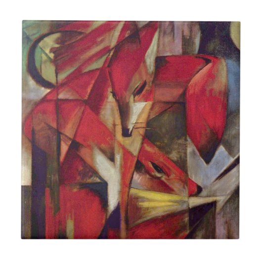 キツネby Franz Marc, ヴィンテージ・抽象芸術・キュービズム・アート タイル (正面)