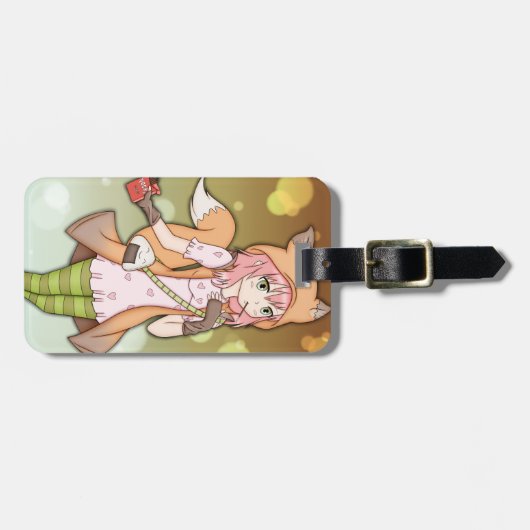 キツネCosplayの日本製アニメの女の子 ラゲッジタグ (正面横)