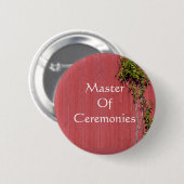 キヅタのバッジの名札との赤く、ピンクの結婚式 缶バッジ (正面&裏面)