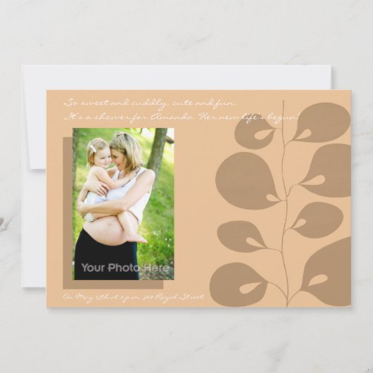 キヅタの茶色のベビーシャワーの招待 招待状 (正面)