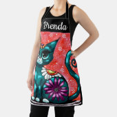 キティお洒落キャットオンラグフローラティール（緑がかった色） エプロン (インサイチュ)