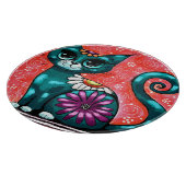 キティお洒落キャットオンラグフローラティール（緑がかった色） カッティングボード (角)