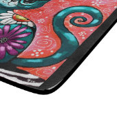 キティお洒落キャットオンラグフローラティール（緑がかった色） カッティングボード (角)