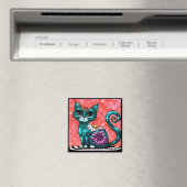 キティお洒落キャットオンラグフローラティール(緑がかった色) マグネット (インサイチュ (食洗機))