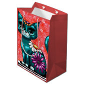 キティお洒落キャットオンラグフローラティール（緑がかった色） ミディアムペーパーバッグ (裏面アングル)