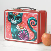 キティお洒落キャットオンラグフローラティール(緑がかった色) メタルランチボックス (インサイチュ)