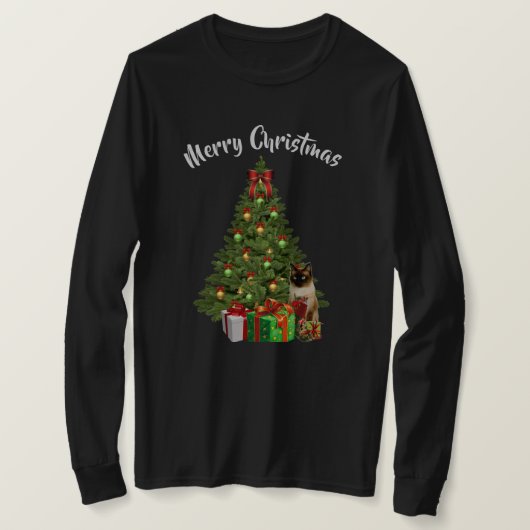 キティとクリスマスツリーTシャツ Tシャツ (デザイン正面)