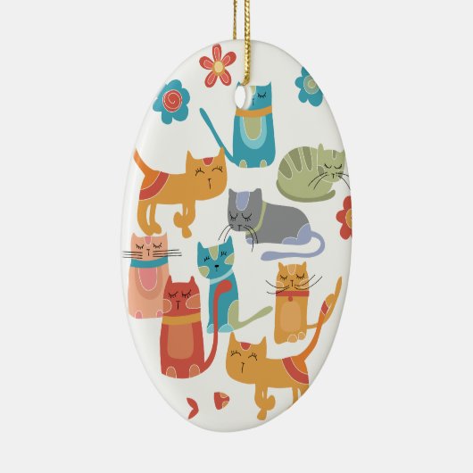キティカラフルキャッツプリントの猫好き セラミックオーナメント (右)