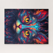 キティカラフルネコ動物サイケデリックファンタジー ジグソーパズル (横)