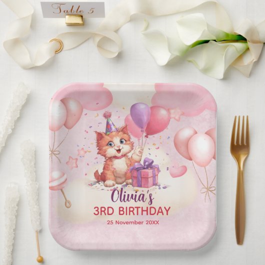 キティキャットお誕生日パーティー紙皿 ペーパープレート (ウェディング)