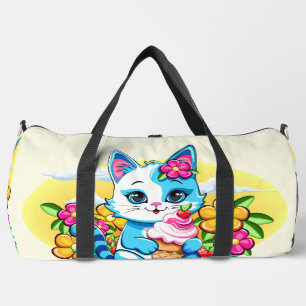キティキャットアイスクリームサマーかわいいキャラクター ダッフルバッグ