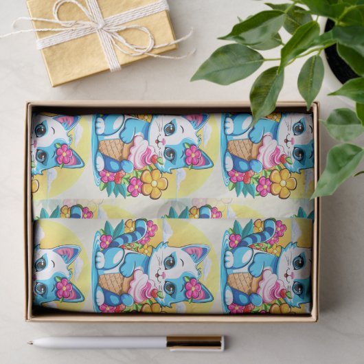 キティキャットアイスクリームサマーかわいいキャラクター 薄葉紙 (ギフト)