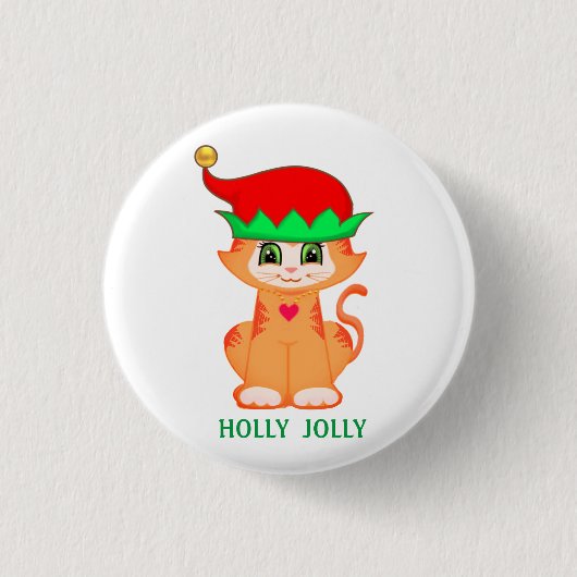 キティキャットエルフクリスマス 缶バッジ (正面)