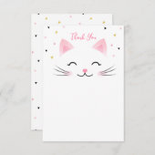 キティキャットキットン誕生日空白のサンキューカード 招待状 (正面/裏面)