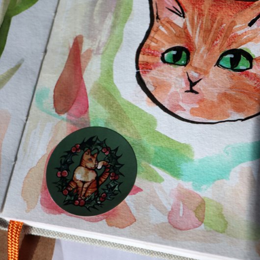 キティキャットクリスマスクリスマスホリデーキャッツ ラウンドシール