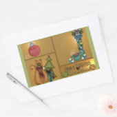 キティキャットクリスマス写真 長方形シール (封筒)