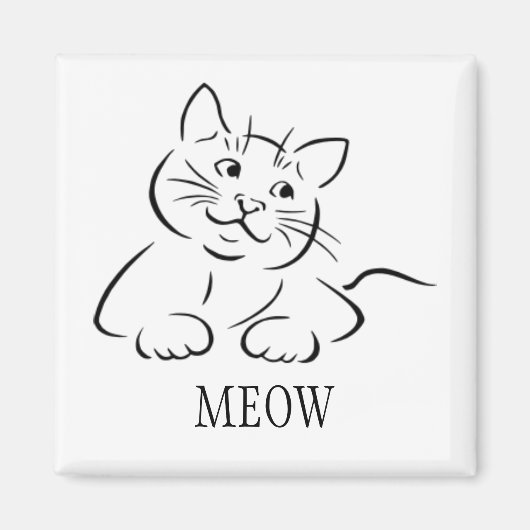 キティキャットクリップアート |カスタマイズ文字 |色カスタム付 マグネット (正面)