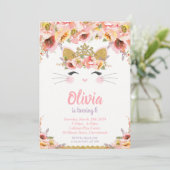 キティキャットバースデーパーティープリンセス子猫 招待状 (スタンド正面)